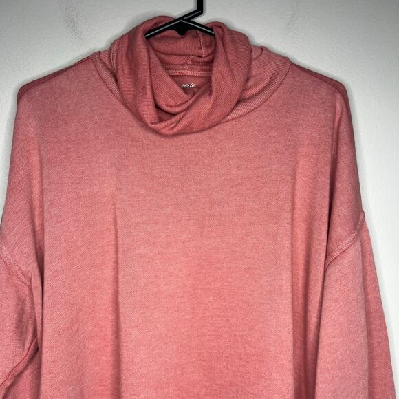 AERIE Women's Turtleneck Sweatshirt Maroon/Pink Oversized M Boxy Cozy Comfycore - Picture 2 of 10